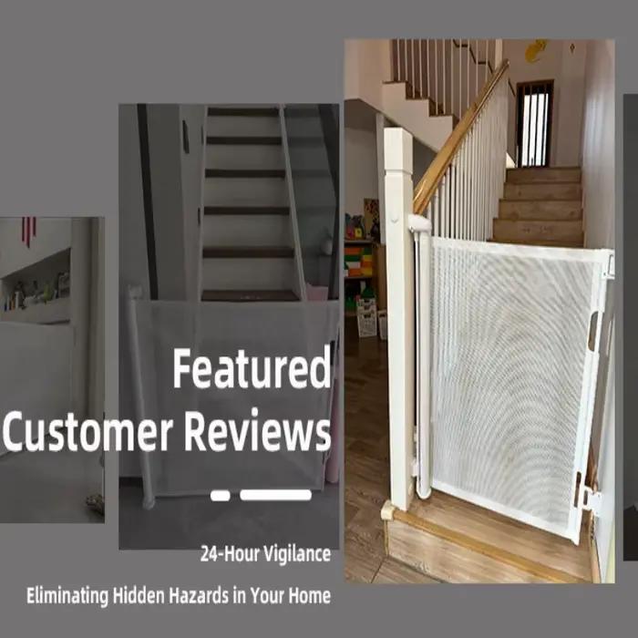 Barrière de porte rétractable pour chiens entrée d'escalier intérieure sans percer garde-corps pour enfants clôture pour chien enclos pour animaux de compagnie sécurisée confortable