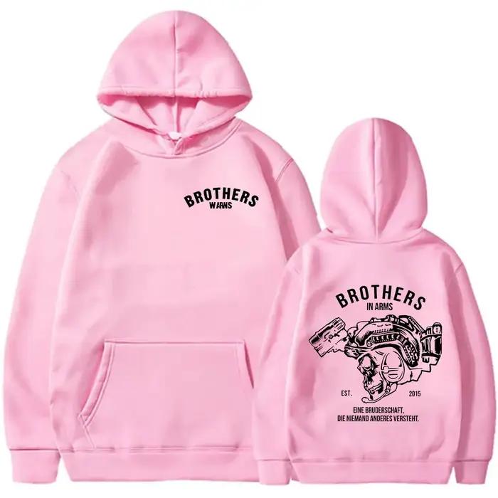 Sweat-shirt à capuche imprimé double face Team Brothers in Arms Skeleton pour hommes et femmes