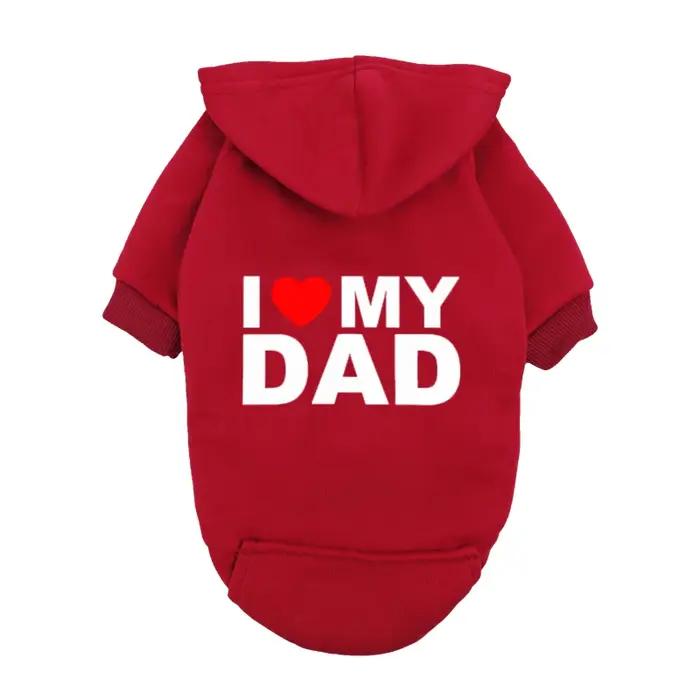 Sweat à capuche pour chien "I Love My Dad" - Sweat-shirt pour chiot de petite et moyenne taille - Cadeau mignon pour la fête des pères pour animaux de compagnie