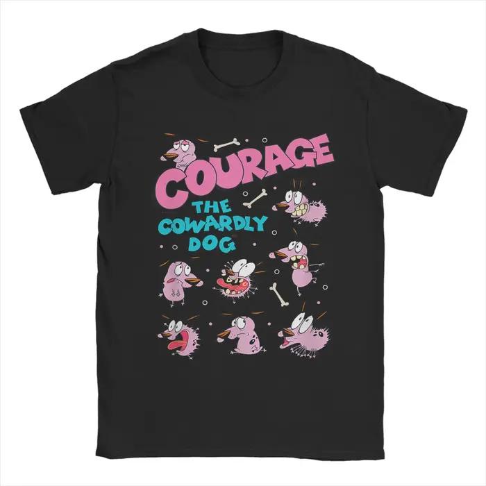 Hommes Courage le chien lâches humeurs T-Shirt pur couverture en coton drôle à manches courtes col r