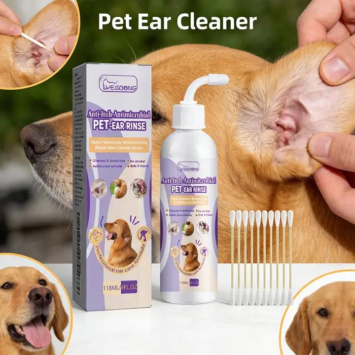 Nettoyant pour oreilles d'animaux domestiques, pour chiens et chats, soulage les odeurs, élimine le