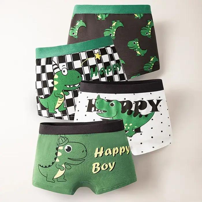 Lot de boxers en coton pour garçons, motif dinosaure, Style Athflow, sous-vêtements respirants pour