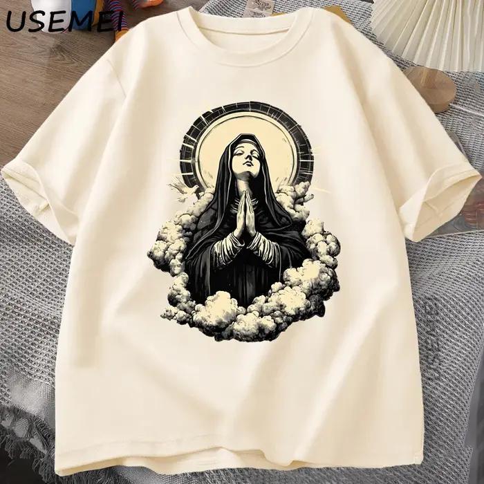 T-shirt chrétien vierge marie graphique