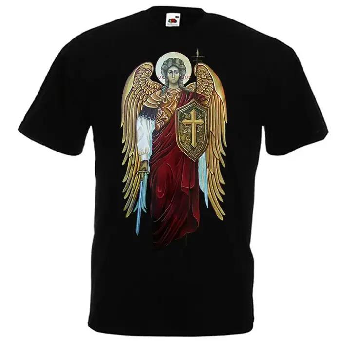 T-shirt homme en coton tricoté style harajuku design saint michael archangel pour homme occassions quotidiennes