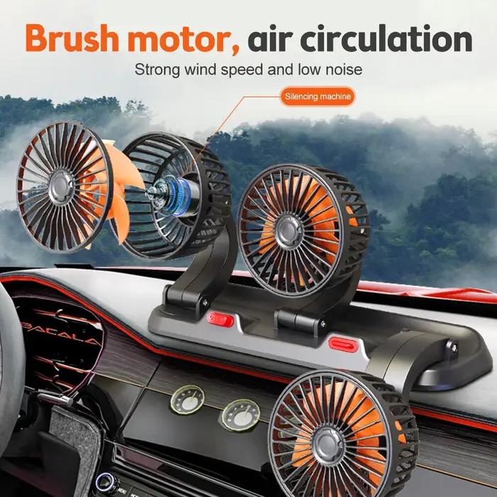 Ventilateur automobile 12v, ventilateur de voiture 24v 360 ° Ventilateur d'air réglable à 3 têtes,