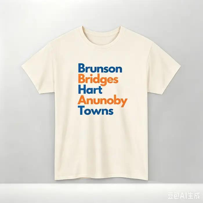 T-shirt Unisexe 2026 New York avec Nom de Joueur – Coton Y2K Tendance Été – Col Rond Manches Courtes