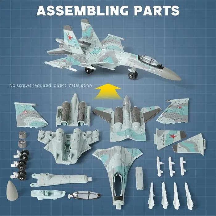 SU-35S SU-25 SU27 FA-18F Modèle d'avion de chasse militaire en plastique à assembler, décoration de collection pour la maison, cadeau créatif (y compris la base)
