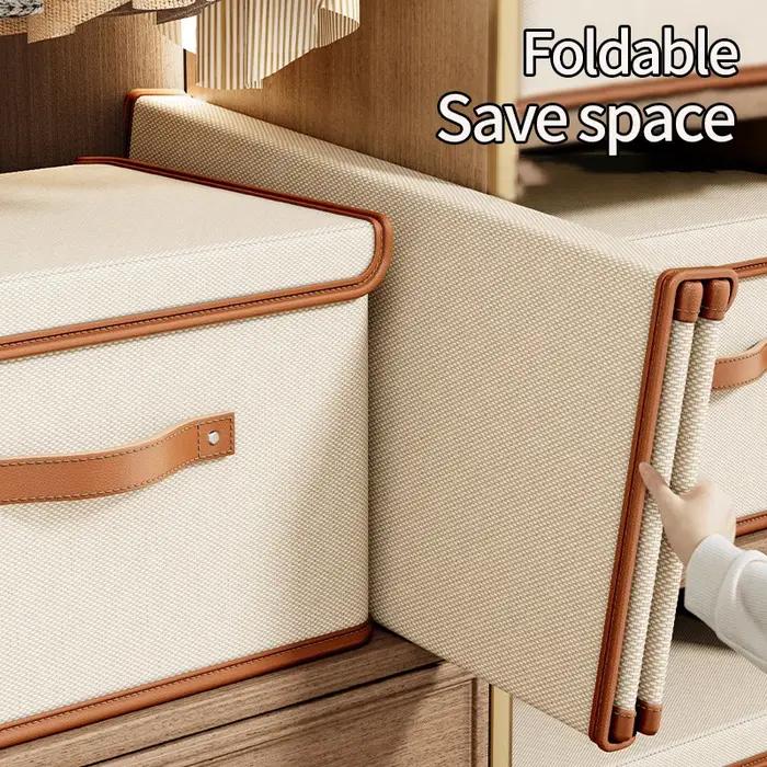 Boîte de rangement pliable en cuir PU pour vêtements