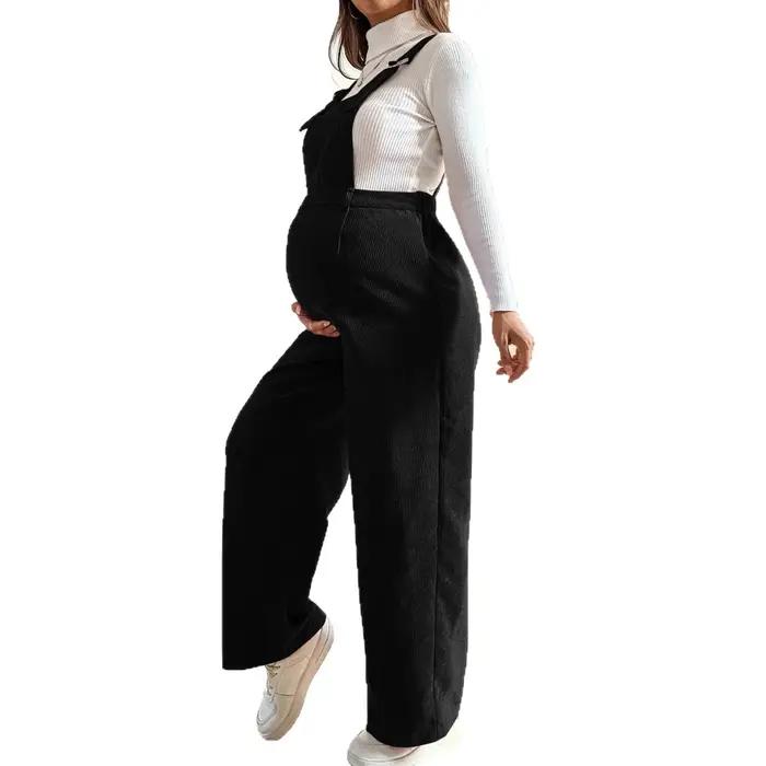 Vêtements de maternité vêtements de grossesse pour femmes enceintes pantalons 2025 automne hiver mode élastique ample velours côtelé salopette taille