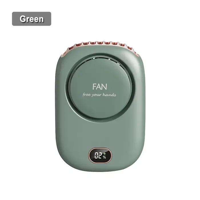 Mini ventilateur rechargeable à clip de cou pour camping et randonnée, design mains-libres, recharge USB, 10 heures de durée de vie, adapté aux activités extérieures