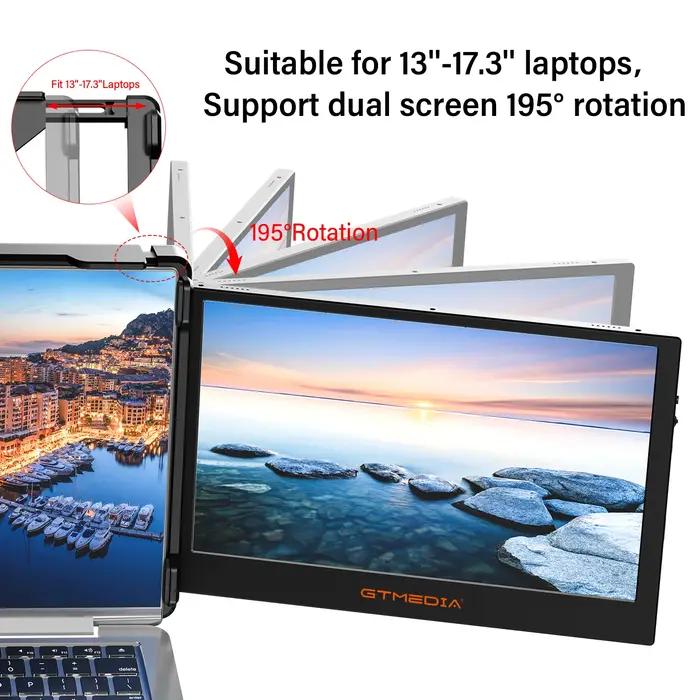 Écran portable GTMEDIA 11.6 pouces FHD IPS triple écran extensible pour ordinateur chasse visionnage cartes