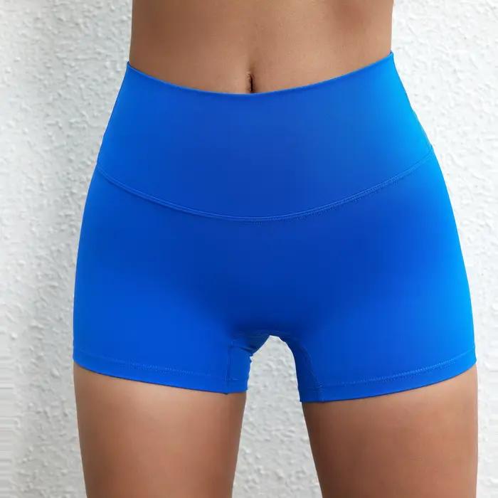 Sexy couleur unie femmes Sport jambe courte courte doux confortable serré Compression entraînement c