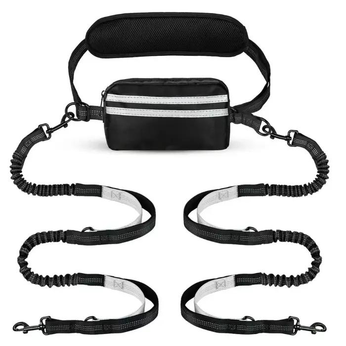 Laisse de course rétractable pour chien avec pochette zippée