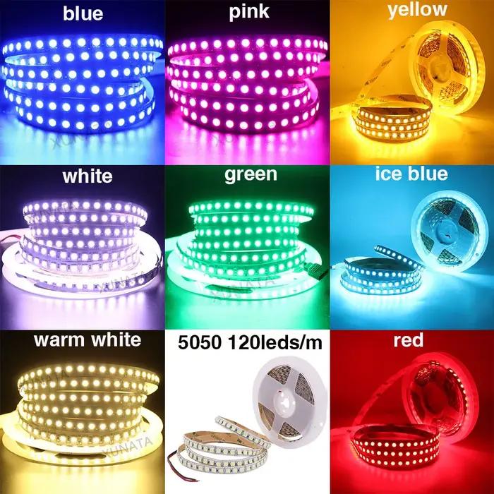 Bande lumineuse LED RGB Flexible, DC12V, 5050, 5054, 2835, 120, 240 diodes/M, blanc, rouge, bleu, ro