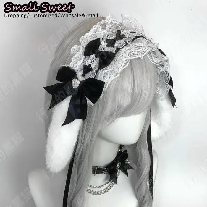 Goth lapin oreille arc bandes de cheveux Harajuku gothique Lolita Y2K fille oreilles