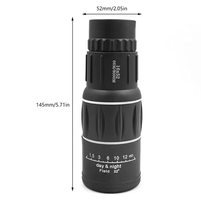 Monoculaire 16x52 HD Télescope IPX4 Étanche Longue Distance Stabilisation Image Observation Faune Randonnée