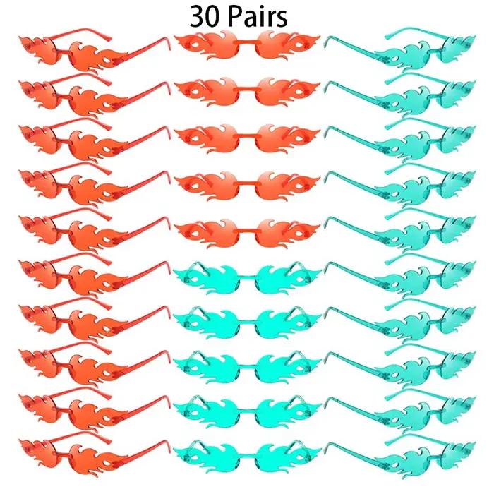 Lunettes de soleil en forme de flamme pour femme, 30 paires, couleur bonbon, décor plage, tendance et mode, idéal pour les vacances et les fêtes