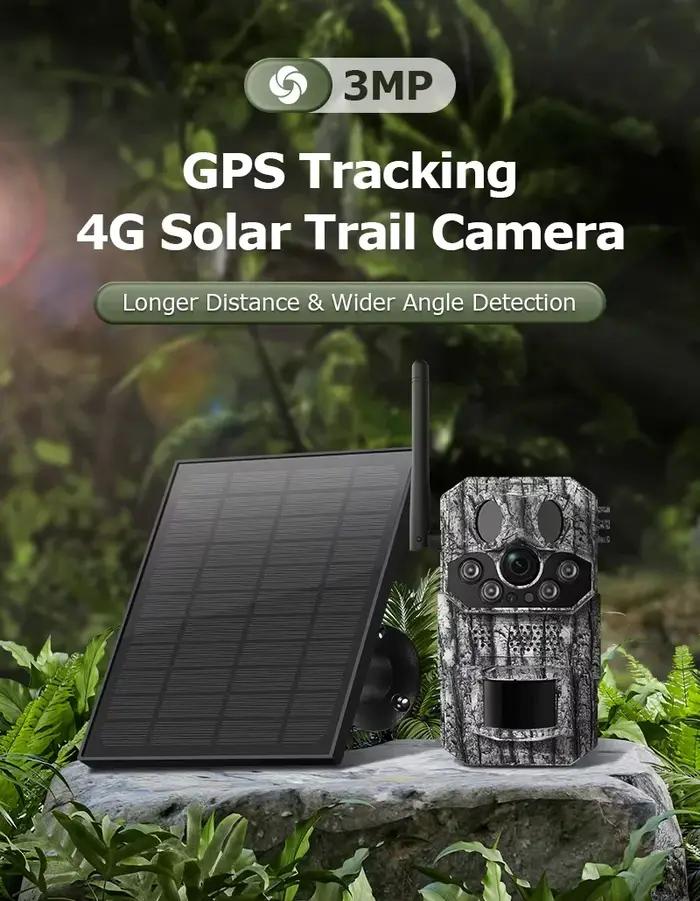 Caméra de chasse GPS 4G avec panneau solaire