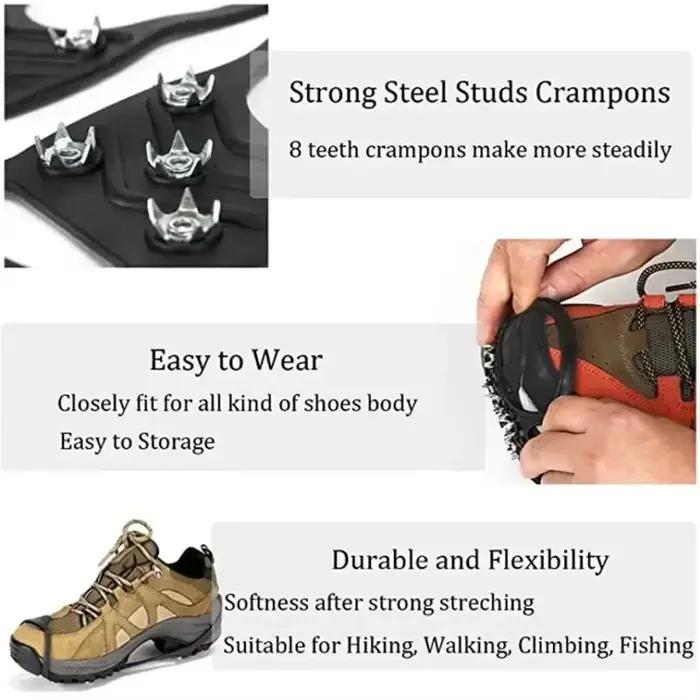 Pinces à glace Spike pour chaussures hiver robustes et antidérapantes pour randonnées alpinisme et escalade sur terrain glacé neige et glace