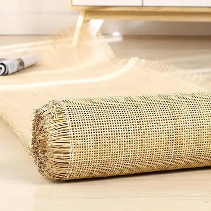 Toile de canne indonésienne en maille naturelle, rotin WUNICEF, grille en rouleau, tissage, matériel
