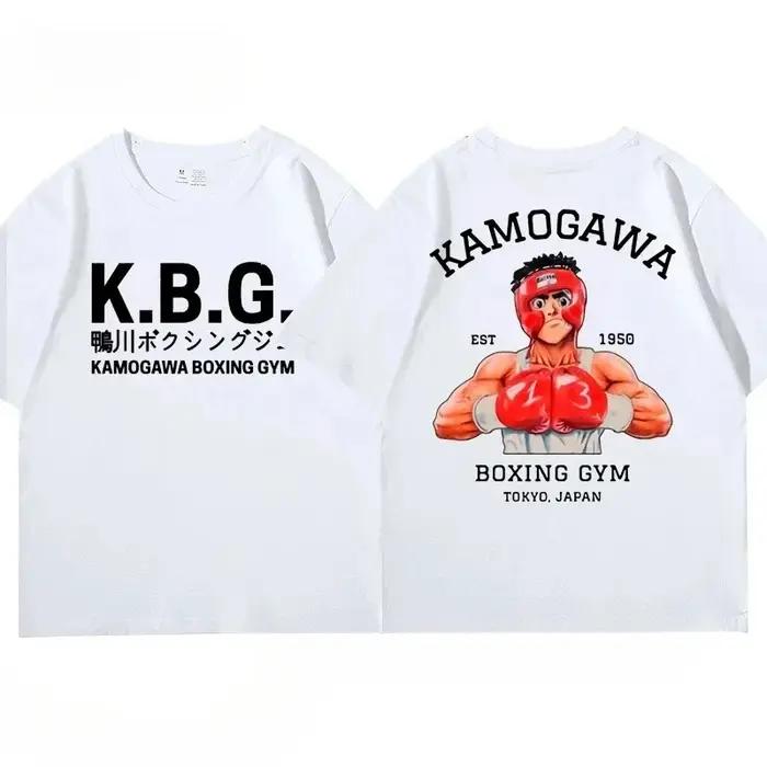 T-shirt vintage en coton pur imprimé Hajime No Ippo pour hommes et femmes, streetwear, hauts amusant