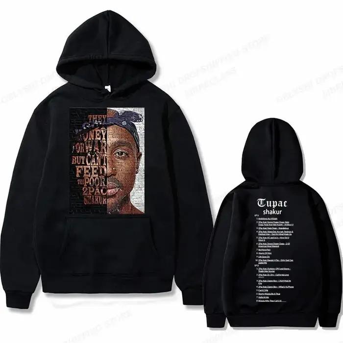 Tupac 2pac sweat à capuche graphique hommes vêtements mode surdimensionné Hip Hop confortable automn