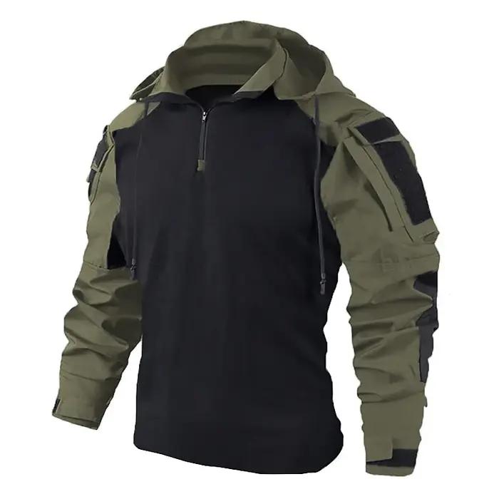 Chemises de randonnée camouflage Combat T-Shirt à capuche hommes chemise tactique Airsoft Paintball coton vêtements de chasse résistant à l'usure