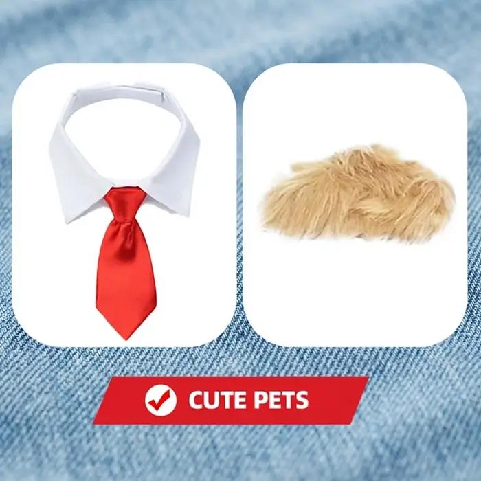 Ensemble de costume drôle pour chien avec perruque et nœud papillon