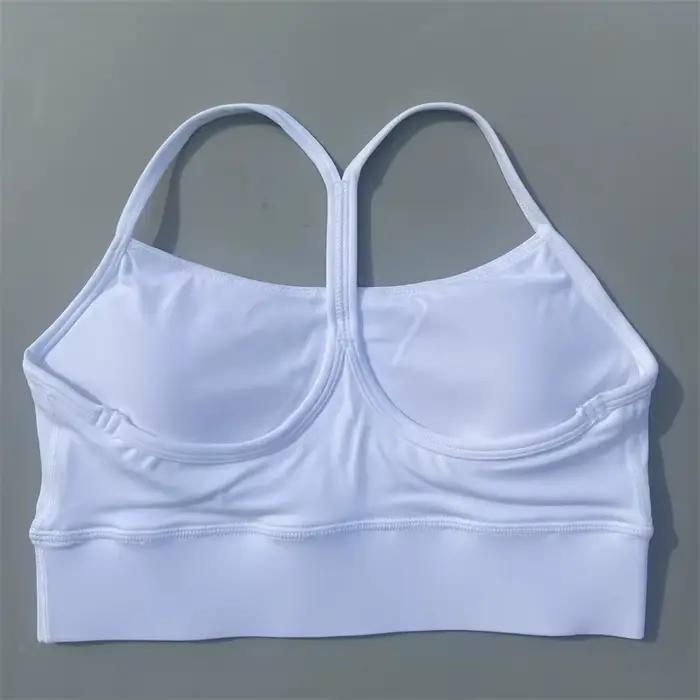 Soutien-gorge de Fitness en forme de Y pour femmes, couleur unie, doux, dos croisé, collants, gilet