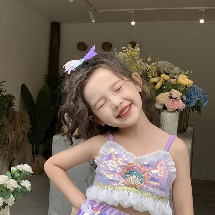 Ensemble de vêtements de petite sirène pour enfants, tenue de vacances en émail, vêtements à paillettes pour enfants, vêtements à la mode pour bébés filles, écharpe de coquille brodée, 2 pièces