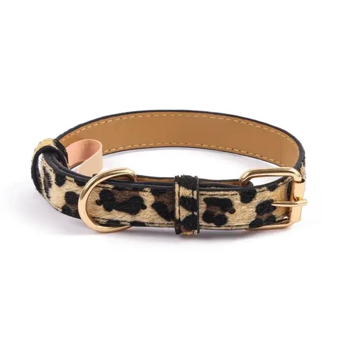 Collier de chien imprimé léopard à la mode en cuir PU résistant à l'usure