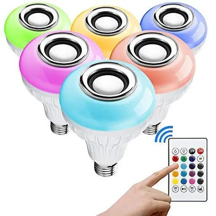 Ampoule avec télécommande musicale Bluetooth, avec haut-parleur, couleur changeante, pour chambre à