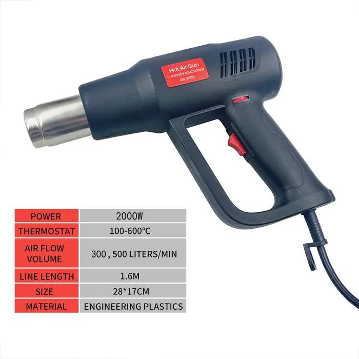 Pistolet à Air chaud électrique 2000W, 220V, industriel, double vitesse du vent, température contrôl