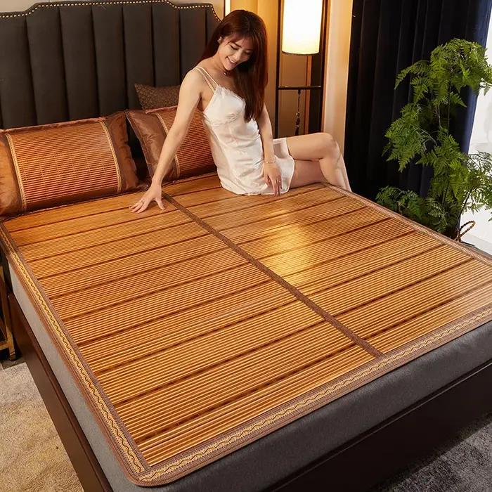Drap de lit pliant 1.8m en bambou virus, matelas en paille 1.2 double face, soie glacée, rotin, été