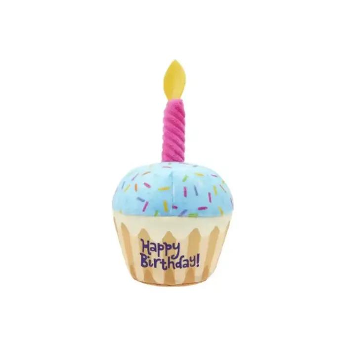 1 pièce Jouet d'anniversaire pour chien en peluche douce et couineuse avec bougies colorées