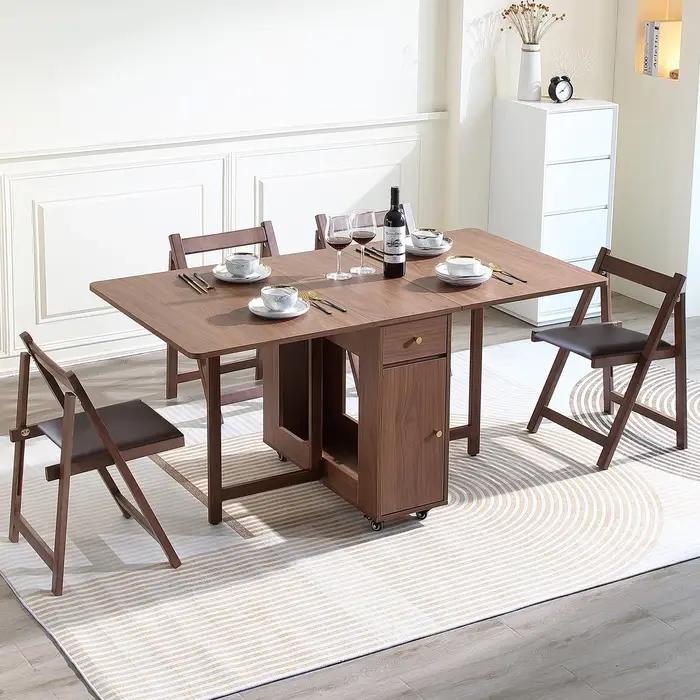 Table de salle à manger pliante extensible avec cuir chevelu tombant design scandinave pour salon cuisine et ferme occasions spéciales