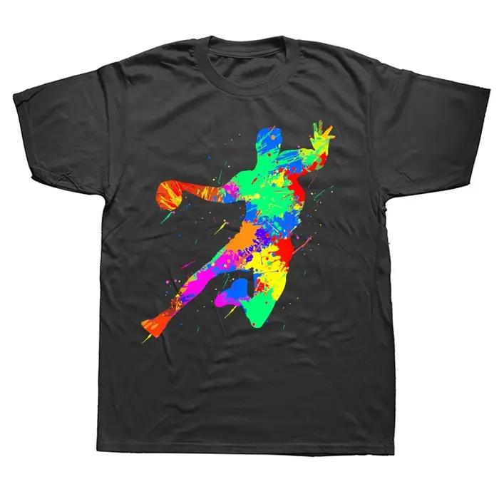 Conceptions drôles de joueur de Handball pour hommes femmes T-shirts hauts col rond à manches courtes mode t-shirt