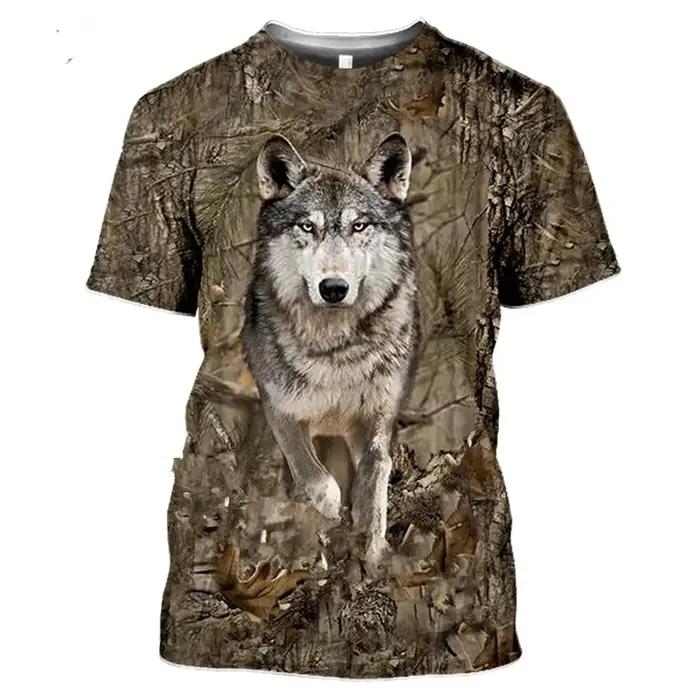 T-shirt camouflage chasse homme animal sanglier 3d décontracté été printemps occasionnels pull à manches courtes polyester élasthanne extensible respirant séchage rapide