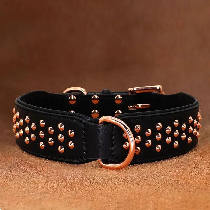 Collier en cuir clouté pour animaux de compagnie, réglable, durable, grand, moyen, grand, chiot, pit