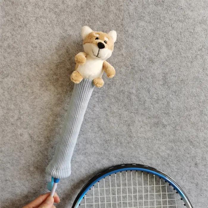 Couverture de poignée de raquette de Badminton pour chien blanc