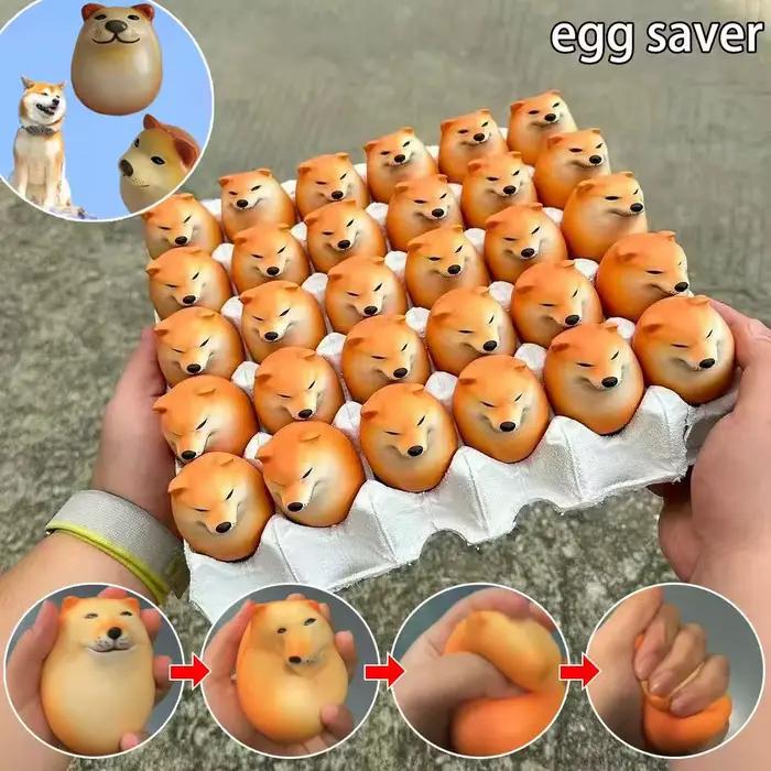 Jouets d'œufs spongieux pour chien! Shibako Egg Shiba Inu Egg Squishy à montée lente - Jouet oeuf de chien anti-Stress - Jouet de décompression d'oeufs de chien