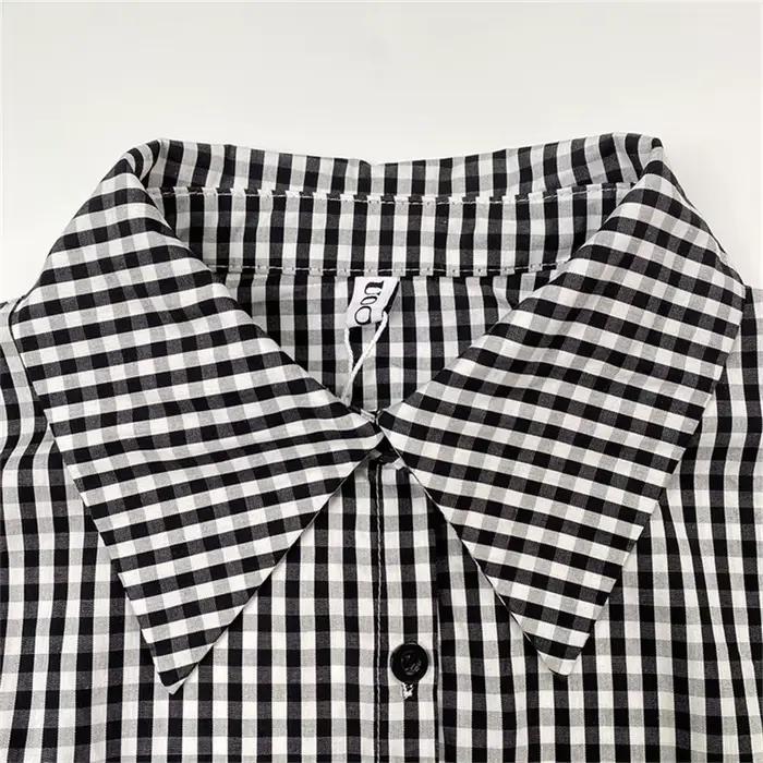 Yeezzi 2025 nouvelle mode Plaid revers chemise robe femmes manches à volants poches boutonnées fente