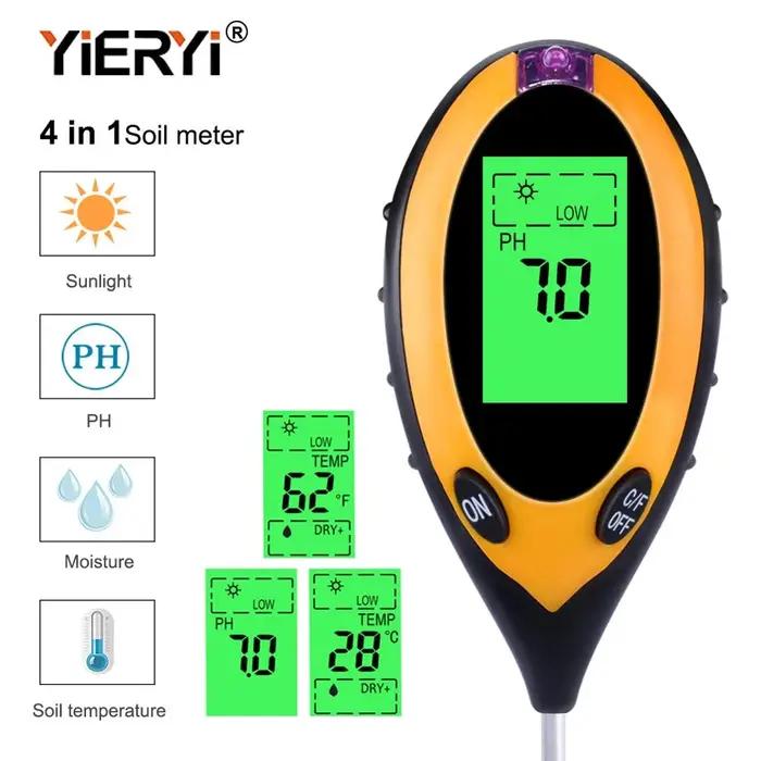 Yieryi – testeur numérique de PH du sol 4 en 1 avec lumière noire