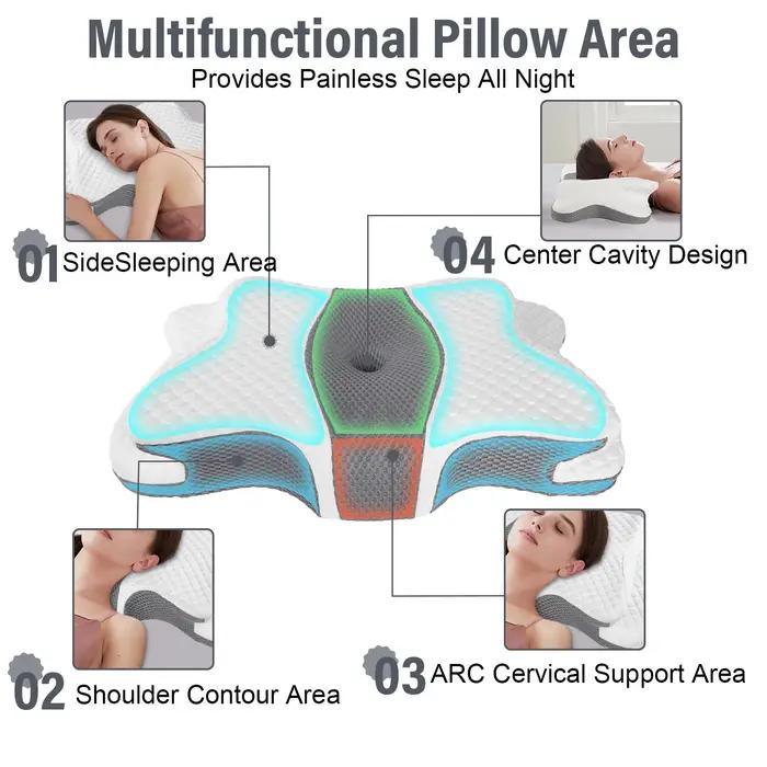Oreiller mémoire cervical ergonomique à rebond lent - Coussin sommeil froid pour nuque et cervicales