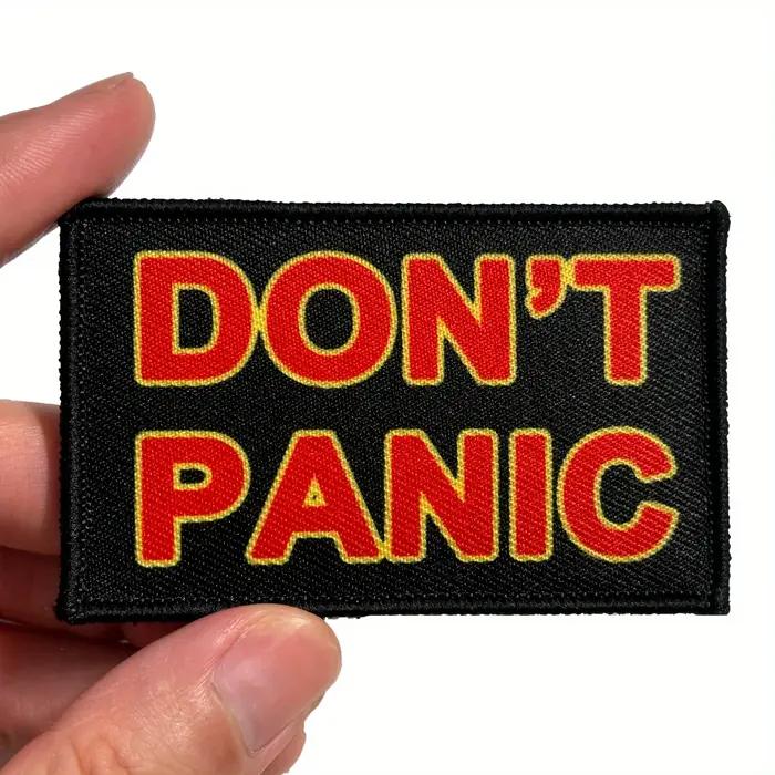 Patch Non't Panic en Polyester 8x5cm avec Support Crochet et Boucle Pour Vêtements Accessoires Occasions Spéciales