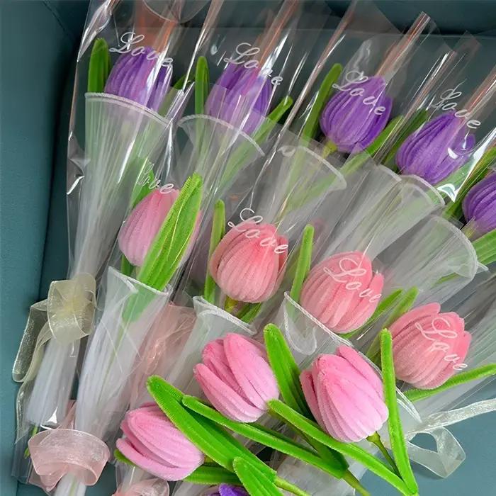 Kit d'artisanat de fleurs en tiges de chenille, 100 pièces de nettoyeurs de tuyaux pour l'artisanat, artisanat créatif d'art de bricolage pour les cadeaux de fête d'anniversaire de mariage
