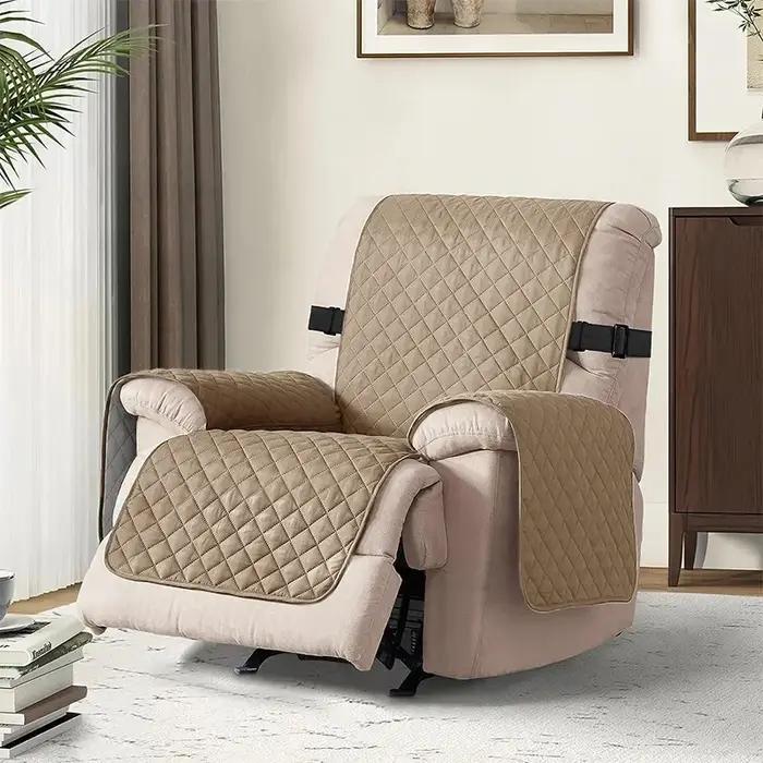 Housse de canapé inclinable 1 place matelassée antidérapante pour salon et bureau protection animaux de compagnie et enfants motifs géométriques polyester machine lavable