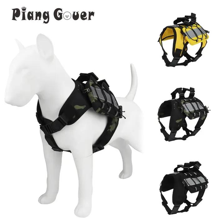 Harnais de sac à dos d'entraînement pour chien avec harnais réfléchissant pour animaux de compagnie, sac de selle réglable