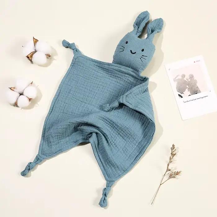 Couverture confortable en mousseline de coton pour bébé, poupée de chat mignon pour nourrissons, ser