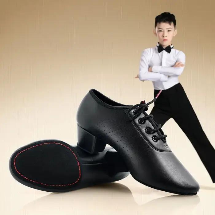 Hommes chaussures de danse latine garçons noir talons bas chaussures de danse de salon Tango Salsa R